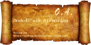Ondrásik Alfonzina névjegykártya